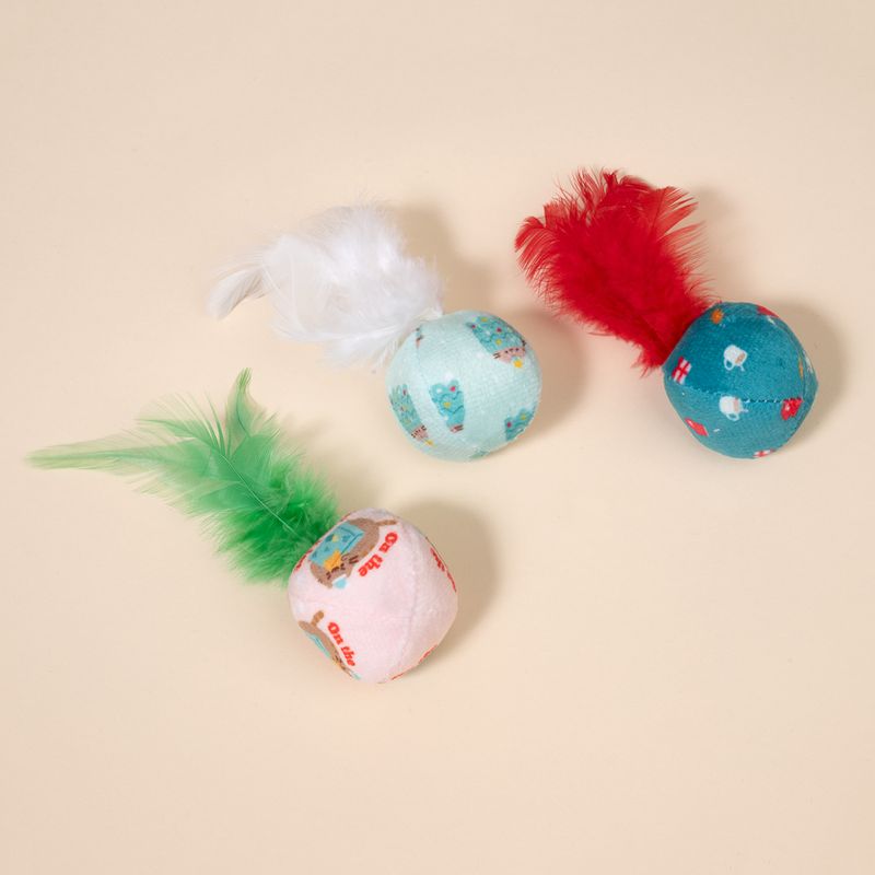 TIAKI Festive Balls with Feathers Set of 3