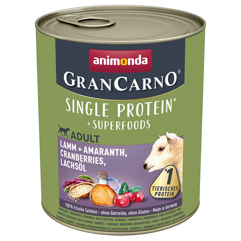 animonda GranCarno Superfoods Adult 24 x 800g Chicken, Spinach, Raspberries & Pumpkin Seeds