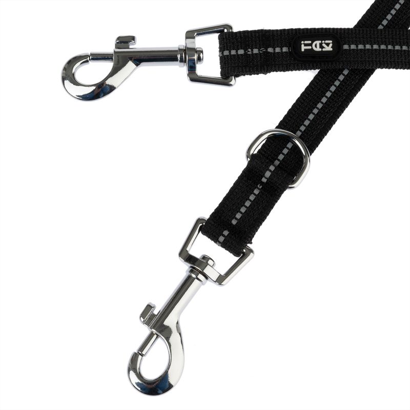 TIAKI Reflective Rubber Dog Leash, black 200 cm long, 20 mm wide