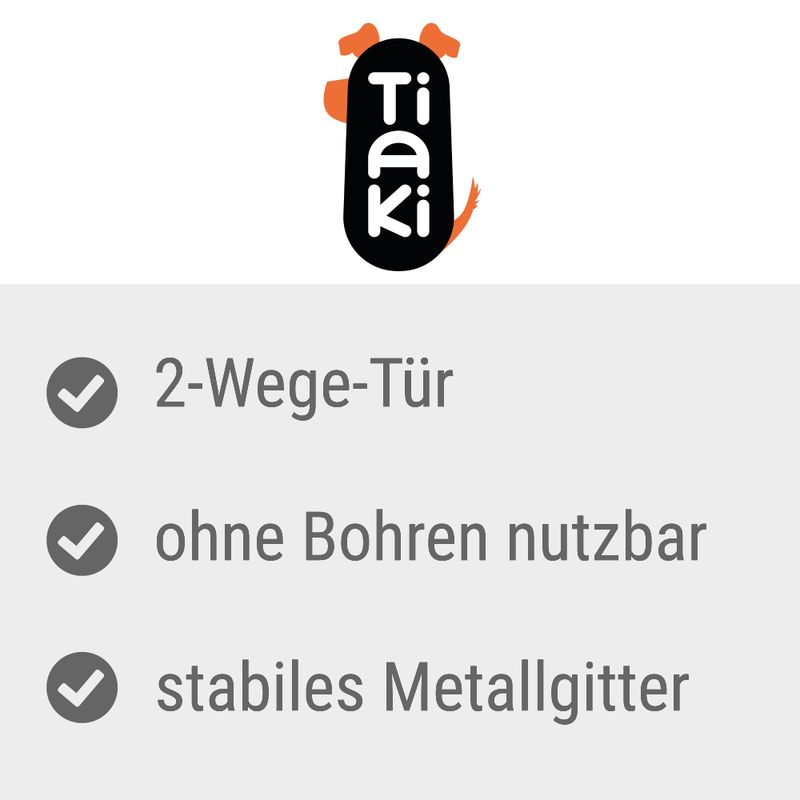 TIAKI White Dog Gate with 7 cm Extension Height 76 cm, width 75 to 82 cm