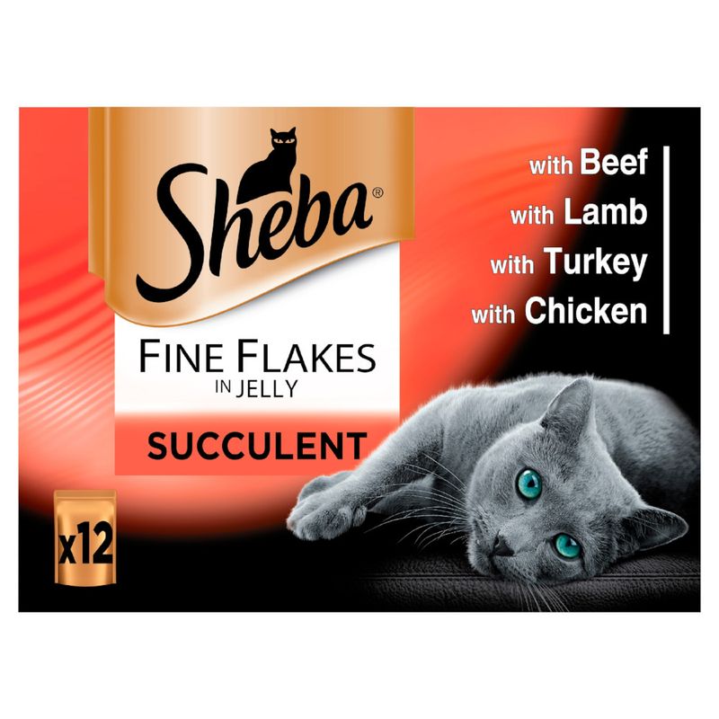 Sheba Pouches Fine Flakes 12 x 85g Poultry Collection in Jelly