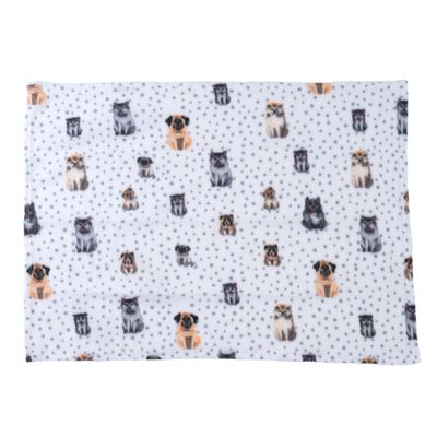 zooplus Basics Dogs & Dots Fleece Cuddle Blanket 100 x 70 cm (L x W)