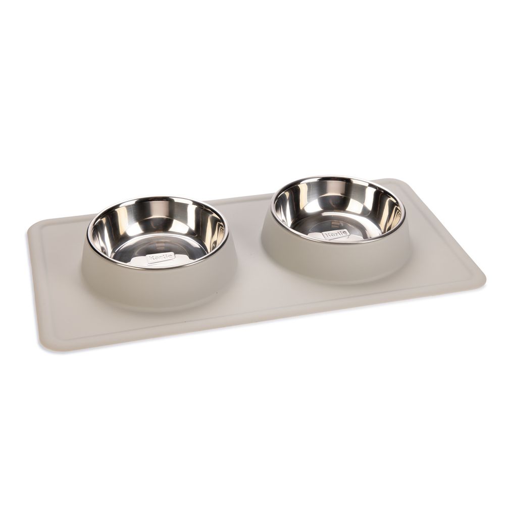 Karlie Stainless Steel Silicone Dex Diner Set Dog Bowl 2 x 350ml, 14cm diameter Black