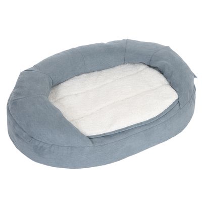 Oval Memory Foam Dog Bed, grey-blue 72 x 50 x 20 cm (L x W x H)