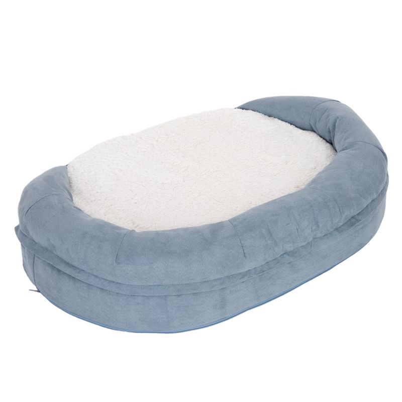 Oval Memory Foam Dog Bed, grey-blue 72 x 50 x 20 cm (L x W x H)