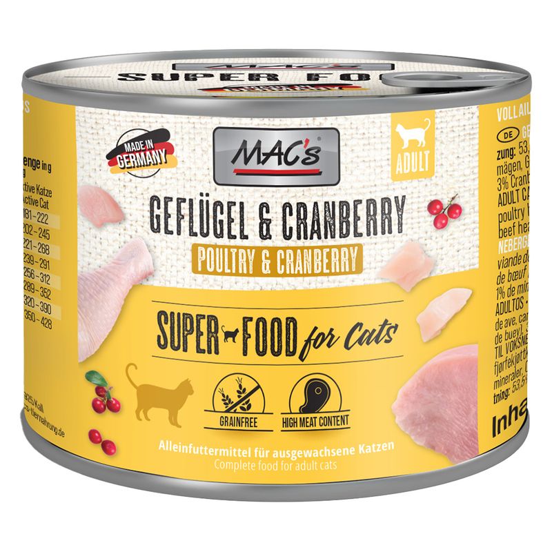 MAC's Cat 6 x 200g Poultry, Beef & Cranberry