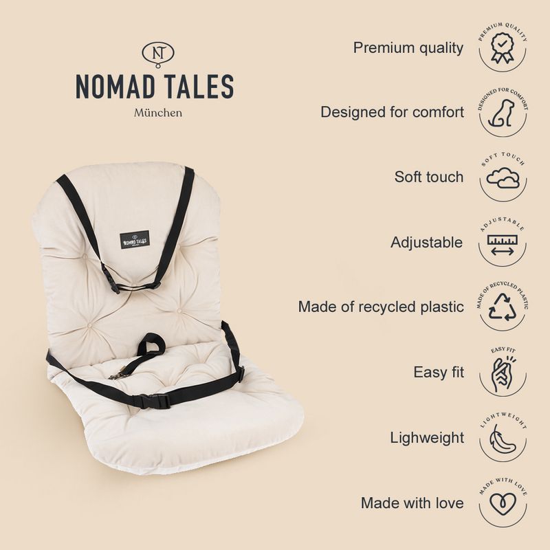 Nomad Tales Blush Car Seat for Dogs - Beige 43 x 51 x 51 cm (L x W x H)