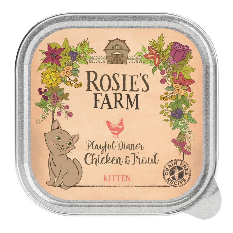 Rosie's Farm Kitten Playful Dinner with Chicken & Trout 16 x 100g
