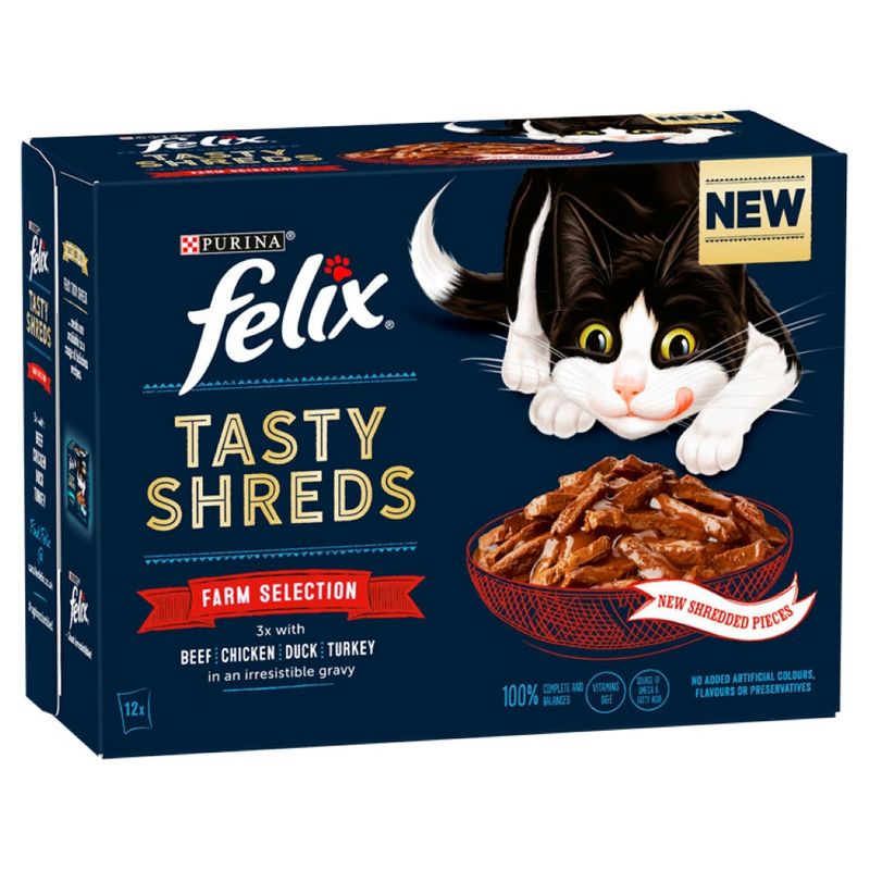 Felix Tasty Shreds 12 x 80g Farm Selection