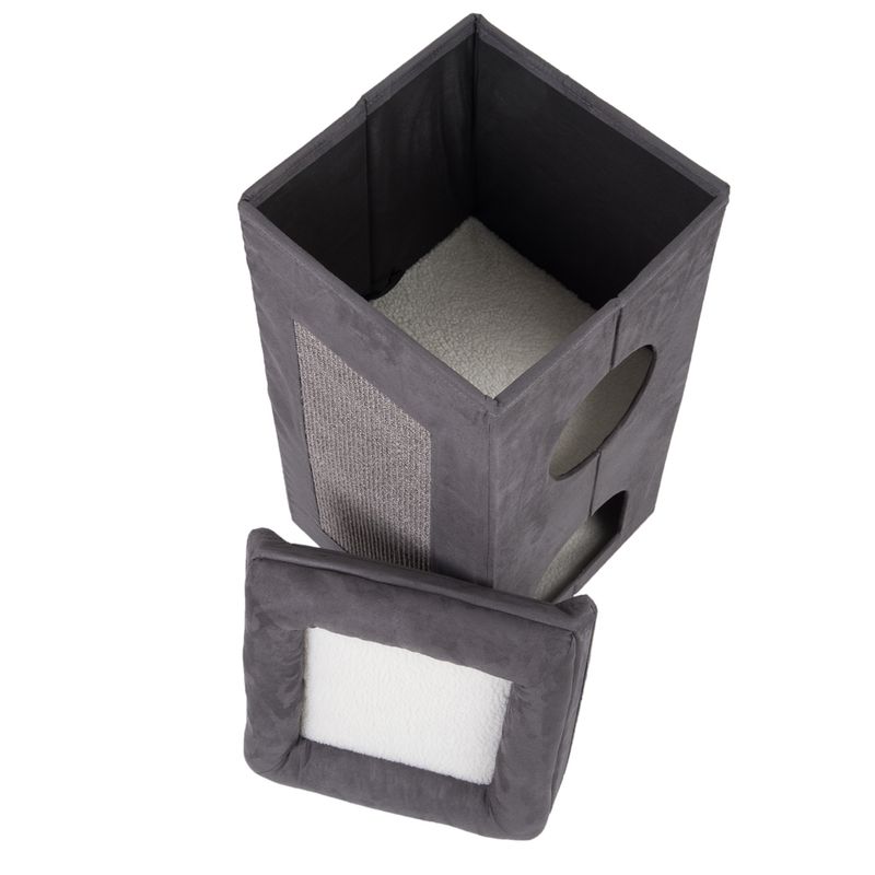 Soft'n Scratchy Collapsible Cat Tower Charcoal / White