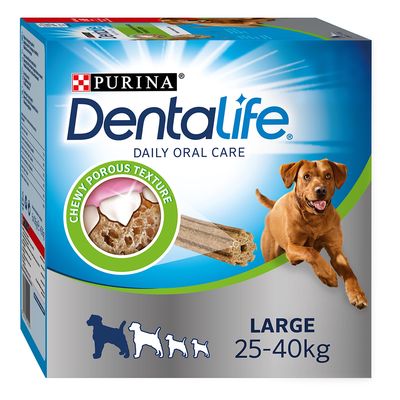 PURINA Dentalife Daily Dental Care Snacks for Large Breed Dogs (25-40kg) 18 Sticks (6 x 106g)