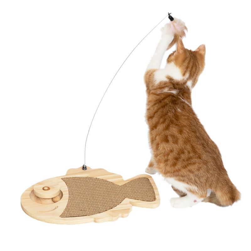 TIAKI Wooden Fish Scratch & Play Cat Toy 36 x 26 x 4 cm (L x W x H)