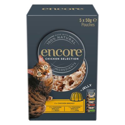 Encore Cat Jelly Pouch Multipack 5 x 50g Chicken Selection 1 (3 varieties)