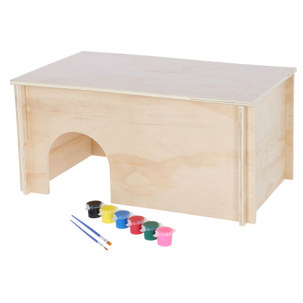 Kerbl Pet Rodent House to Paint 50 x 29 x 24cm (L x W x H), incl. 6 colours and brushes