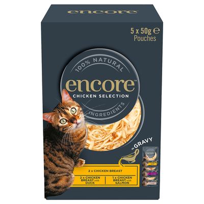 Encore Cat Gravy Pouch Mix 5 x 50g Chicken Selection (3 Varieties)