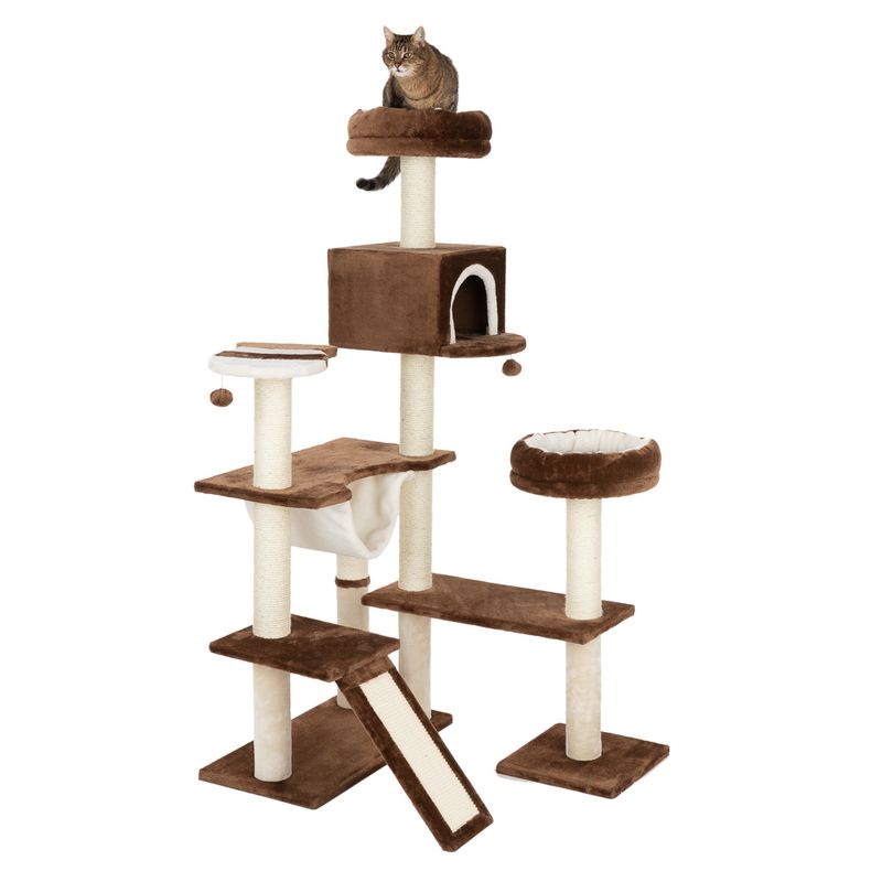 Gingerbread House Cat Tree with Ladder Beige