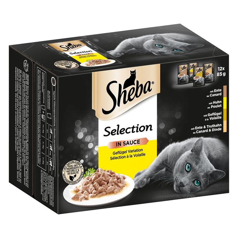 Sheba Pouches Varieties Jumbo Pack 144 x 85g Fine Flakes Poultry Collection in Jelly