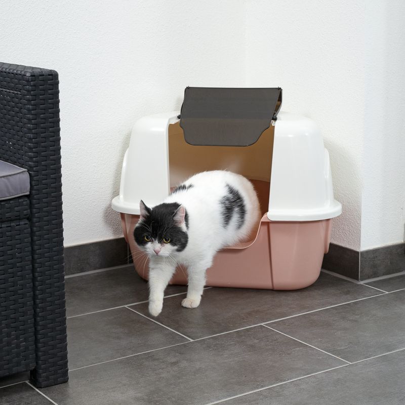 TIAKI Parfait Corner Hooded Litter Tray Cream/ pink