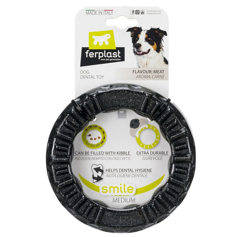Ferplast Smile chewing ring, black Size XS: Ø 8.5 x H 1.7 cm