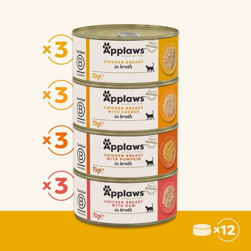 Applaws Cat Cans Mixed Multipacks Chicken Selection in Broth 12 x 70g