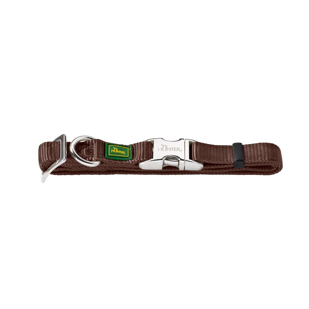 HUNTER Collar Vario Basic Alu-Strong - Brown Size M: 30 - 45cm neck circumference, 15mm wide