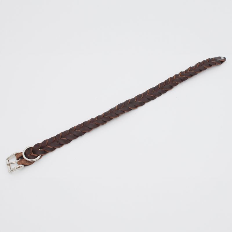 Heim Braided Leather Collar - Brown 28 - 35cm neck circumference, 25mm wide