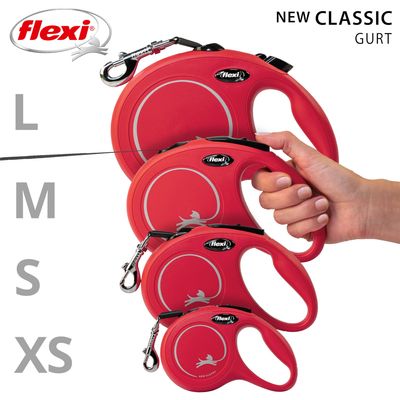 flexi Classic Harness Leash - Red - 3m Size XS: up to 12kg