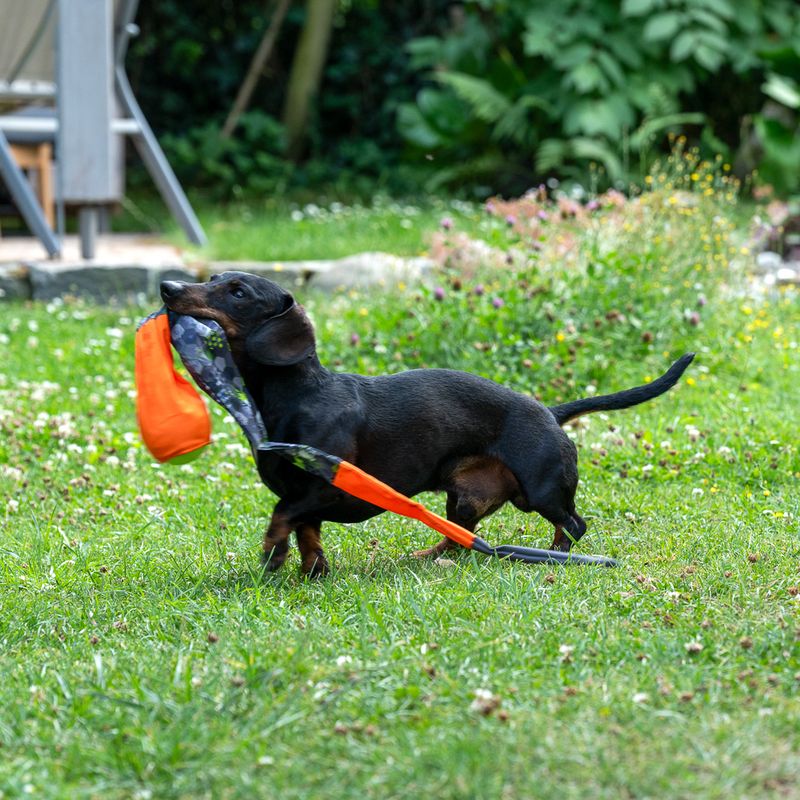 TIAKI Dog Toy Throwing Ball with Catching Tail approx. diameter 8 x (L) 85 cm