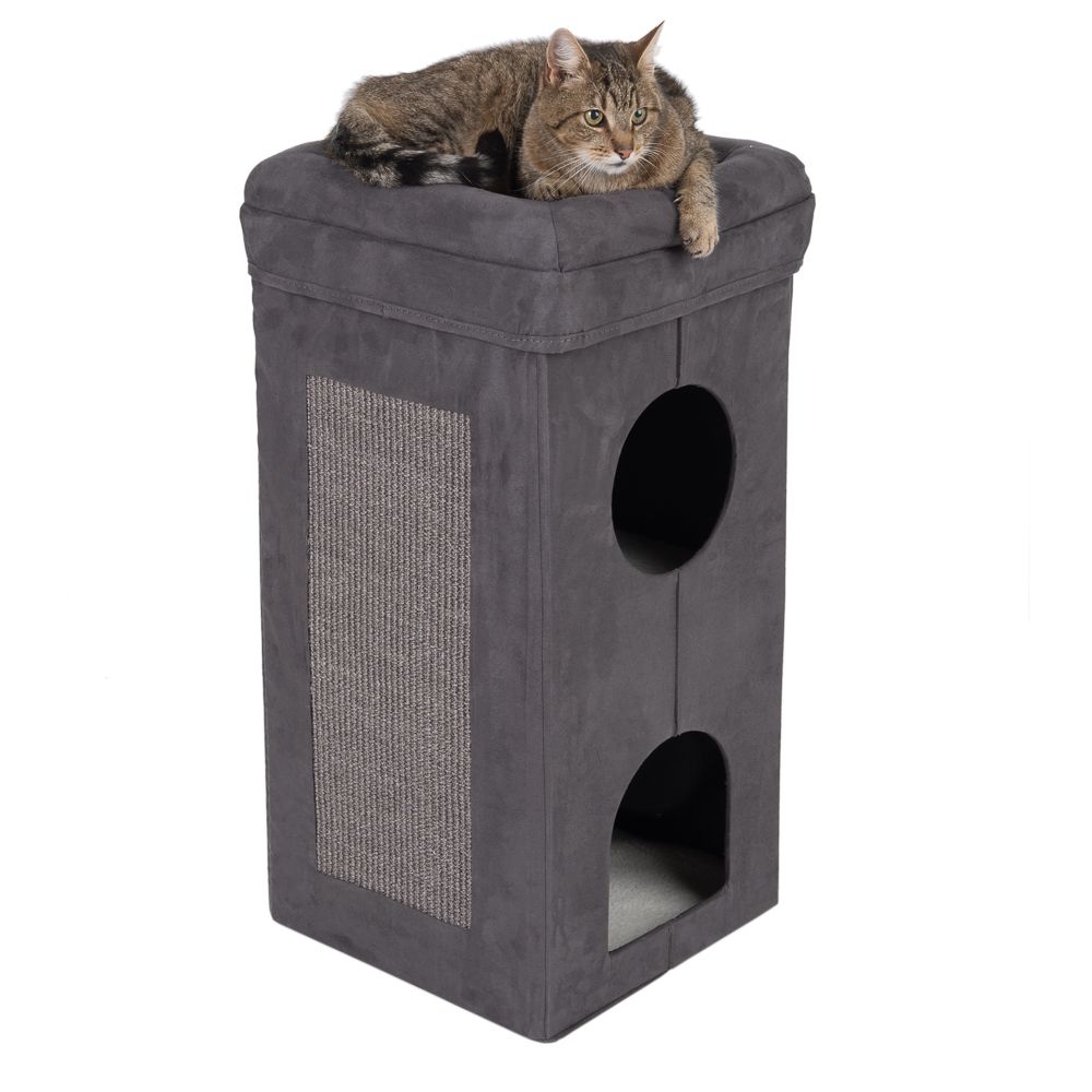 Soft'n Scratchy Collapsible Cat Tower Charcoal / White