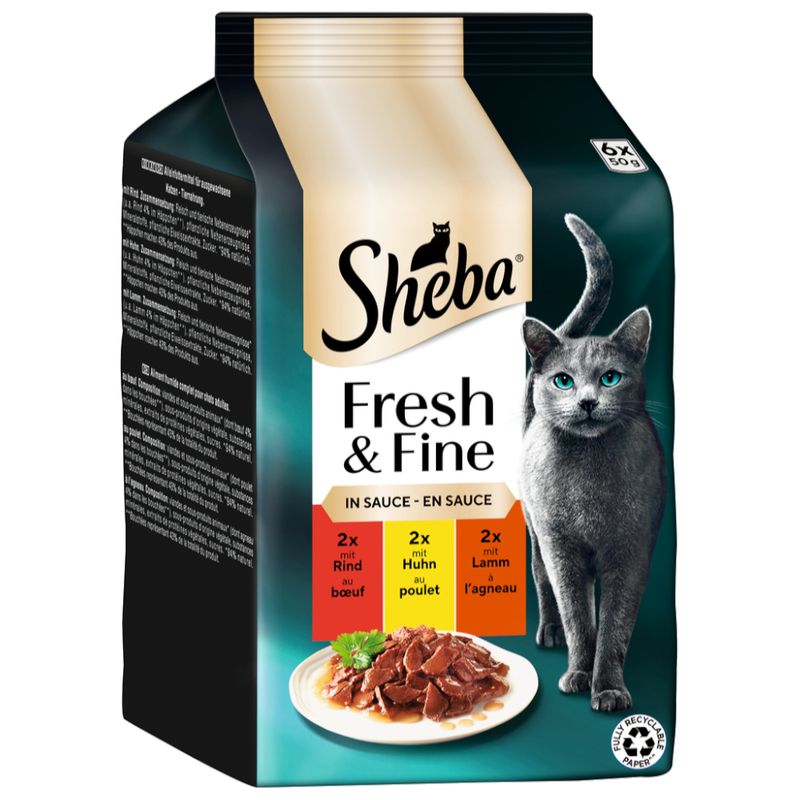Sheba Fresh Choice Mini Pouches 6 x 50g Chicken, Turkey & Duck in Gravy
