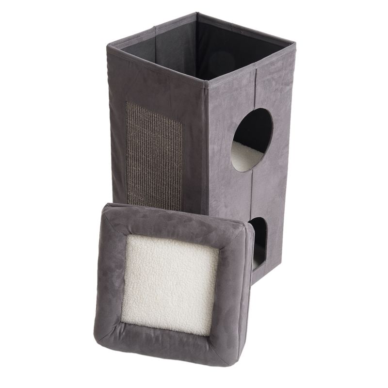 Soft'n Scratchy Collapsible Cat Tower Charcoal / White