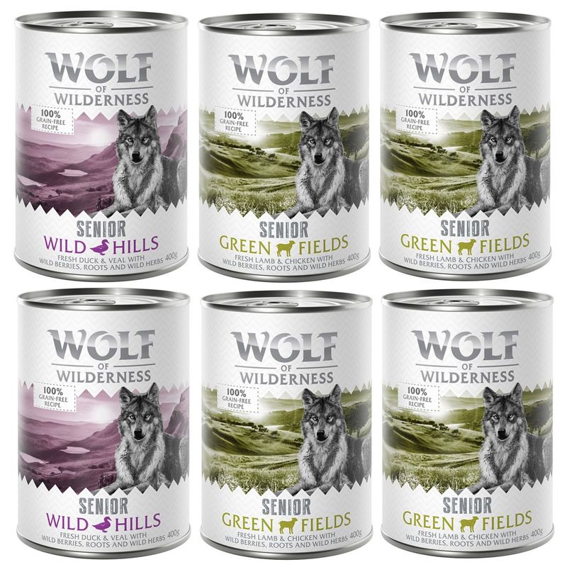 Wolf of Wilderness Senior 6 x 400g Green Fields - Lamb & Chicken