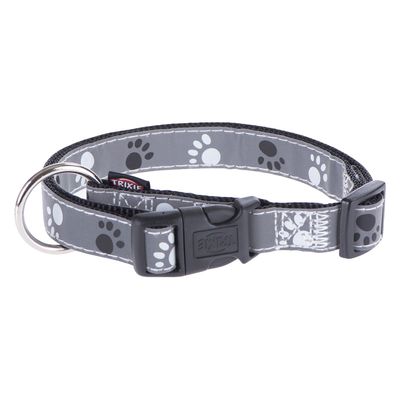 Trixie Reflective Paws Dog Collar - Silver S/M