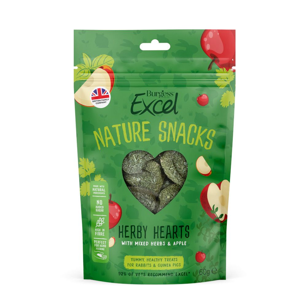Burgess Excel Nature Snacks Herby Hearts 60g