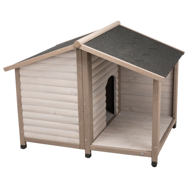 Trixie Natura Log Cabin with Porch Dog Kennel Size M/L: 100 x 130 x 105 cm (L x W x H), Grey (2 packages*)