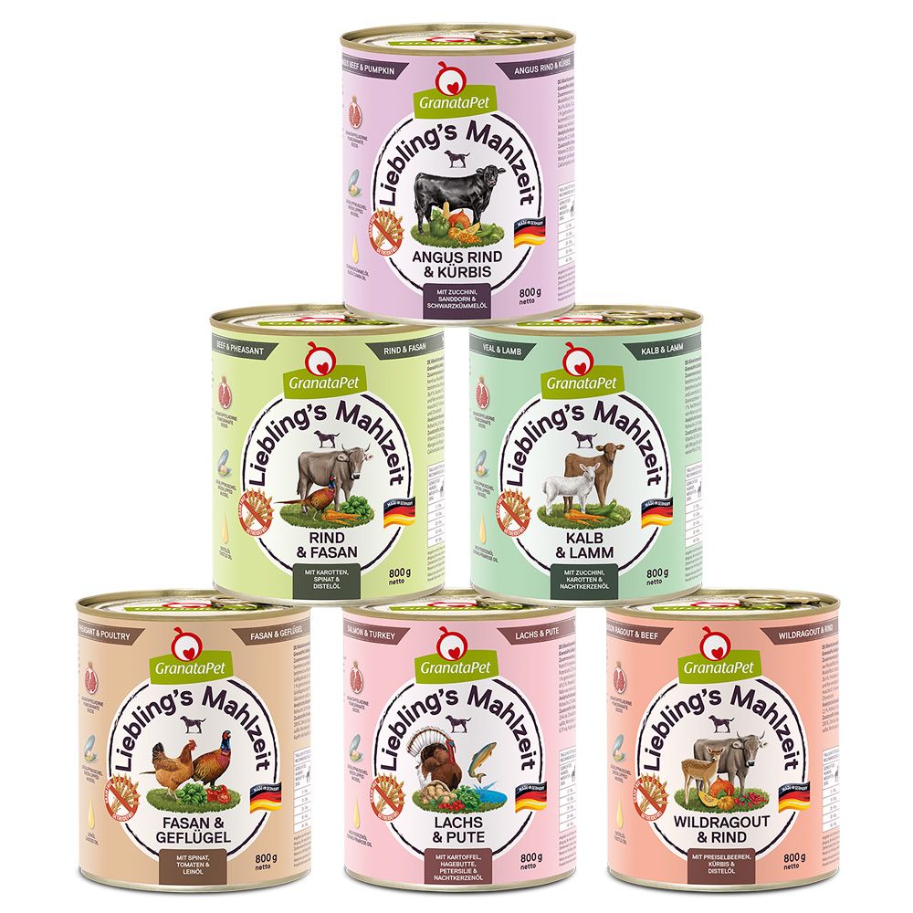 GranataPet Liebling's meal time mix pack 6 x 800 g Mix package 1 (6 varieties)