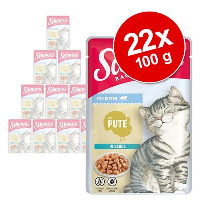 Schmusy Ragout Kitten in Sauce 22 x 100 g Turkey