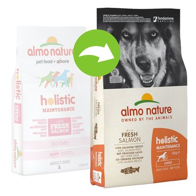 Almo Nature Holistic Large Adult Salmon & Rice Kibble for Dogs 12kg