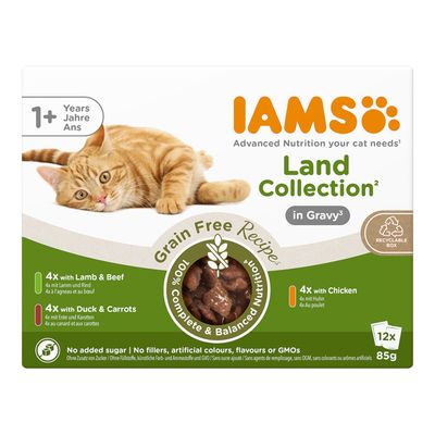 IAMS Advanced Nutrition Grain Free - Land Collection in Gravy 12 x 85g