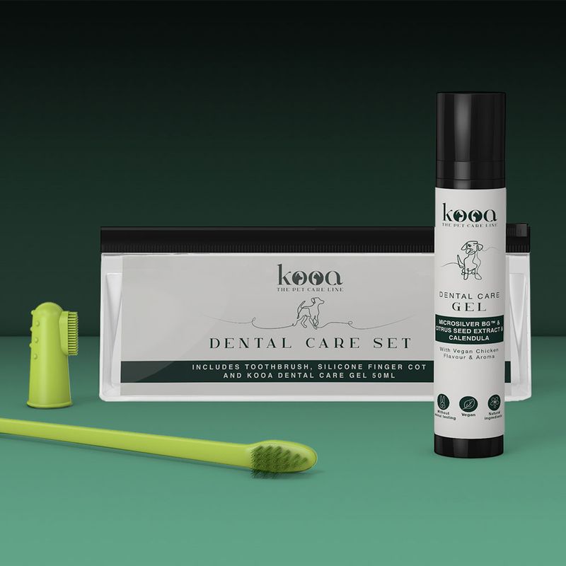 kooa Dental Care Set Toothbrush, Silicone Finger Cot, Vegan Tooth Gel (50ml)