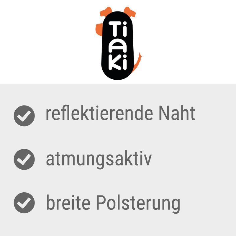 TIAKI Collar Soft & Safe, grey matching leash: 200 cm long, 20 mm wide