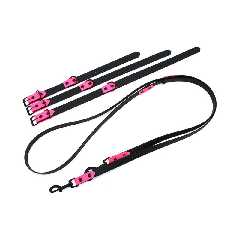 Heim Collar Two-Coloured Riveted - Black/Pink 40 cm long, 25 mm wide