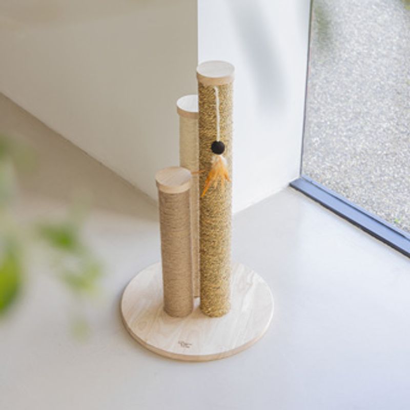 Designed by Lotte Willa Wooden Scratching Post Natural