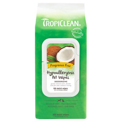 TropiClean Hypoallergenic Pet Wipes 100 Wipes