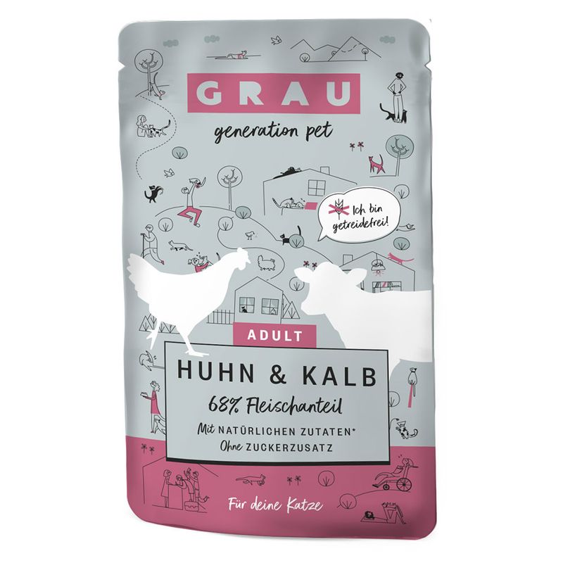 Economy Pack GRAU Adult Grain Free 32 x 125 g Pure beef