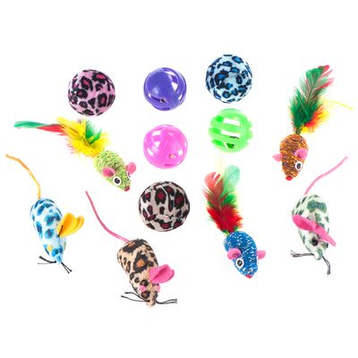 Cat Toy Set with Balls and Mice Set of 12 Toys