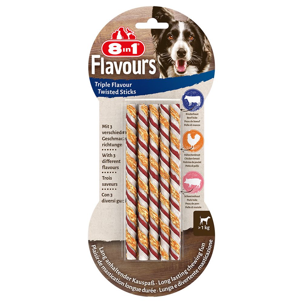 8in1 Triple Flavour Twisted Chew Sticks 10 Sticks