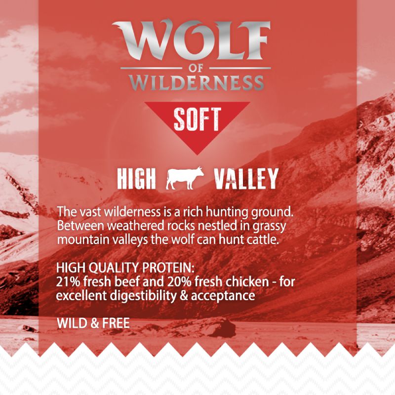 Wolf of Wilderness Soft “High Valley” - Beef 1kg