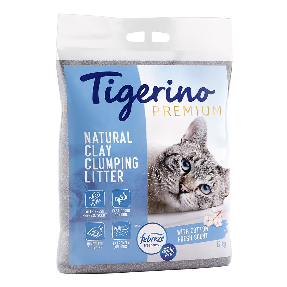 Tigerino Premium Cat Litter - Febreze Cotton Fresh Scent 12kg