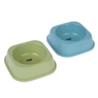 zooplus Basics Plastic Square Cat Bowls 2 x 300ml